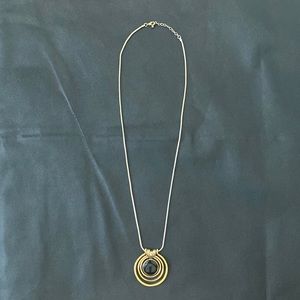 Gold Metal & Black Resin Medallion Statement Necklace.